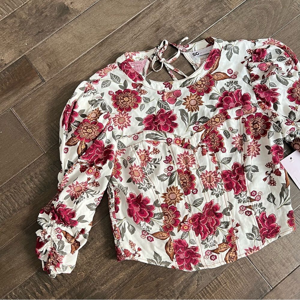 So floral Bustier Seamed Blouse Top Shirt M Kohl’s